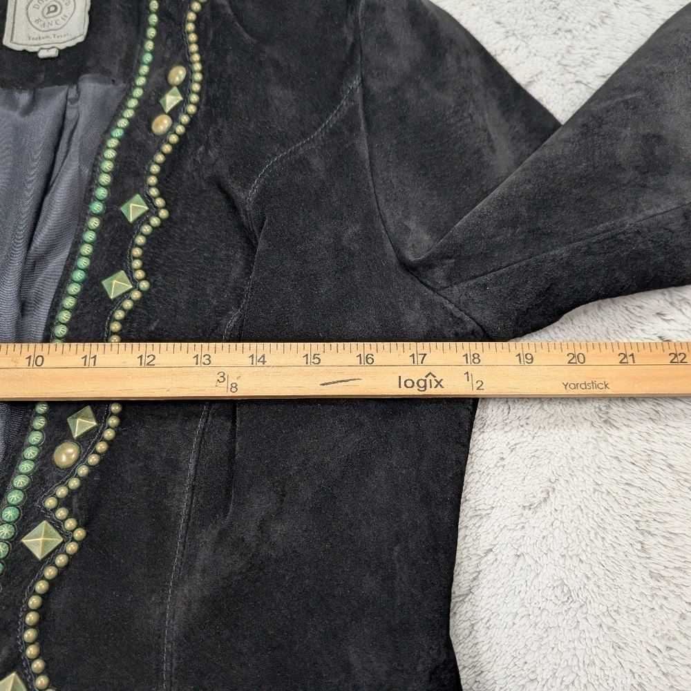 Double D Ranch Jacket Womens S Black Leather Suede Bronze Studded Patina Western - Picture 5 of 10